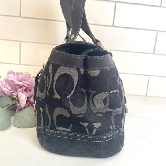 Coach Black Sateen Monogram Turn-lock Leather and Suede Satchel, F06Q-10145 - Picture 5 of 16